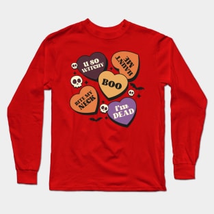 Boo Halloween Witchy Haunted Hearts Long Sleeve T-Shirt